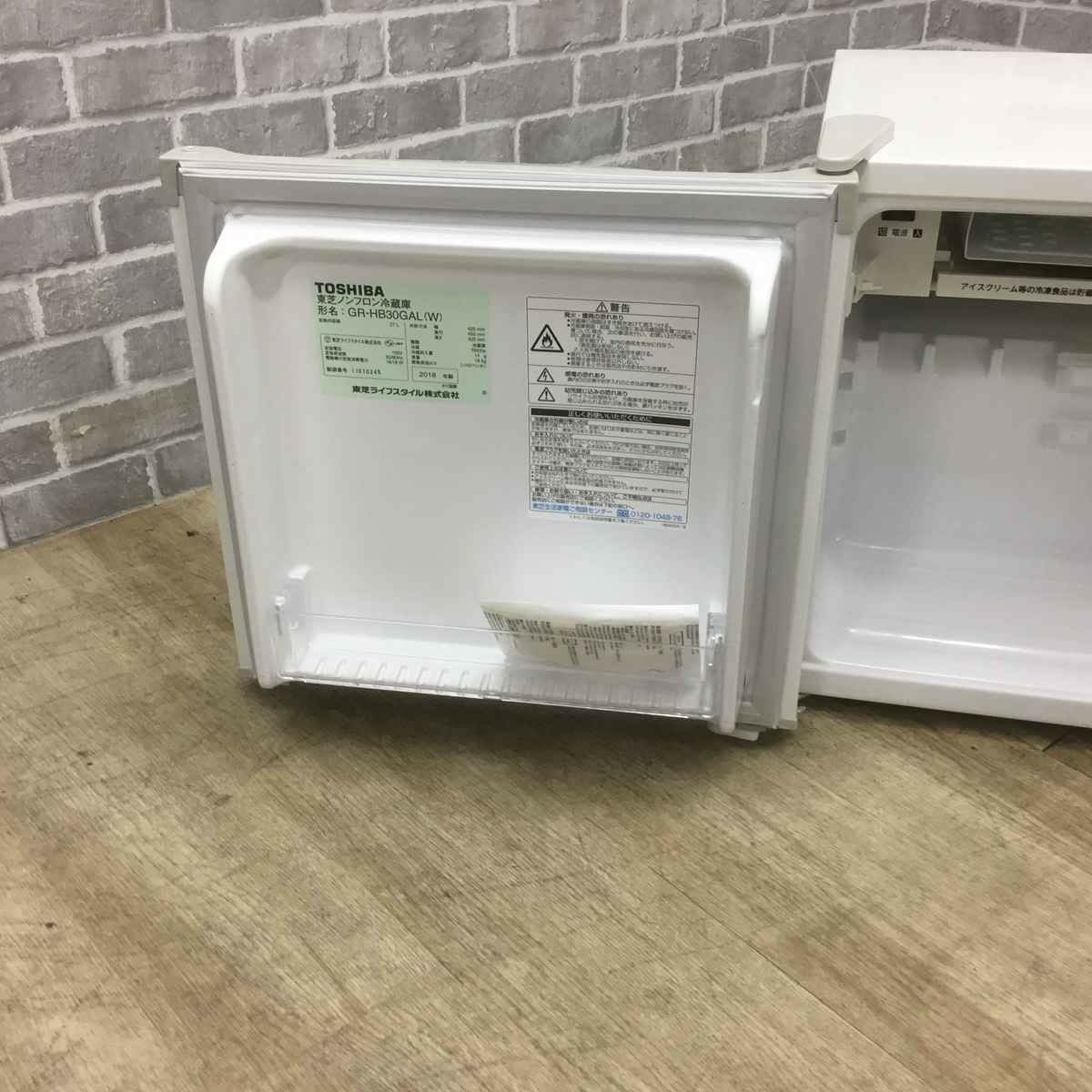 東芝 冷蔵庫 1ドア 27L 左開き GR-HB30GAL-W 2018年製 | リユース家電Happy
