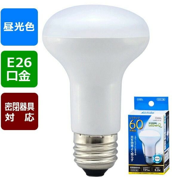 オーム電機 LED レフ電球 60形 昼光色
