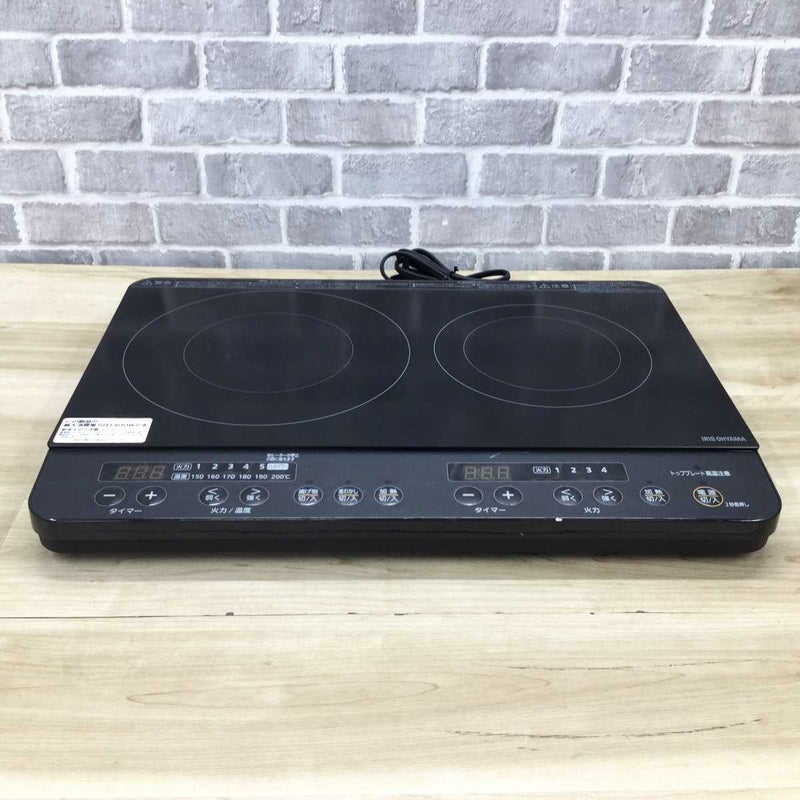 アイリスオーヤマ IHクッキングヒーター 1400W 2口 ブラック IHK-WKT22-B 2022年製