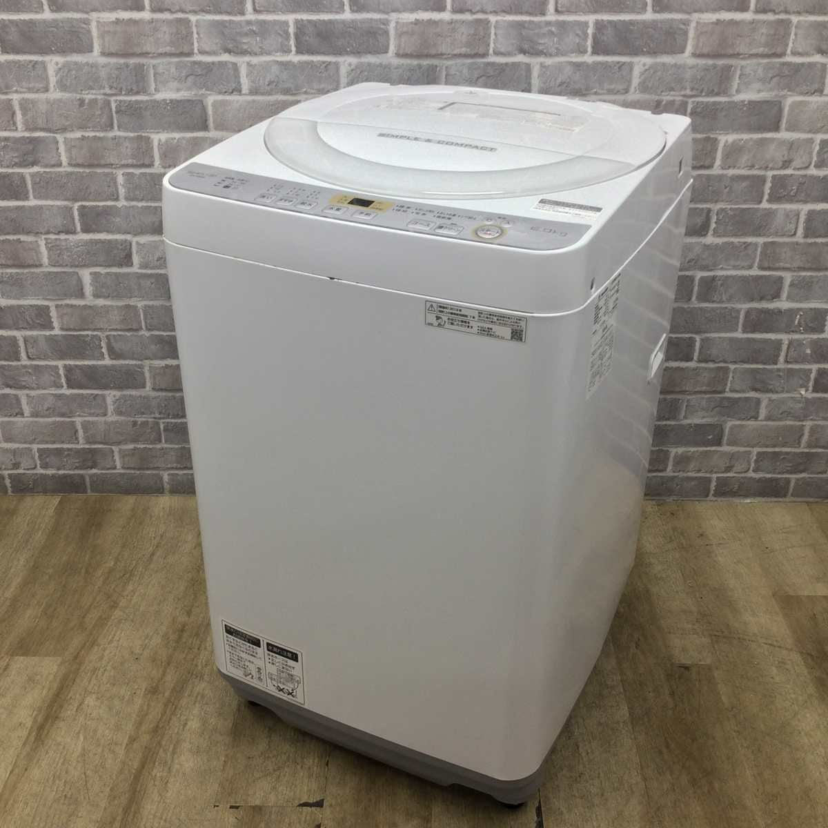 家電 SHARP ES-GE6C シャープ 洗濯機 6.0kg 縦型 ホワイト ES-GE6C-W 2019年製 | リユース
