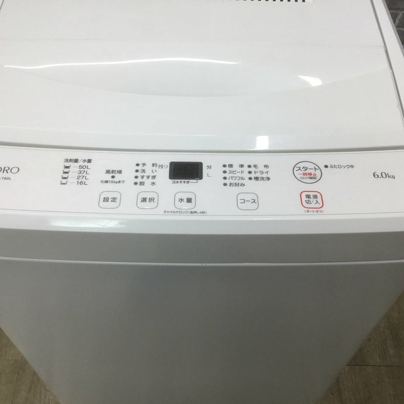 ヤマダ電機 RORO 洗濯機 6.0kg 縦型 ホワイト YWM-T60L 2023年製 