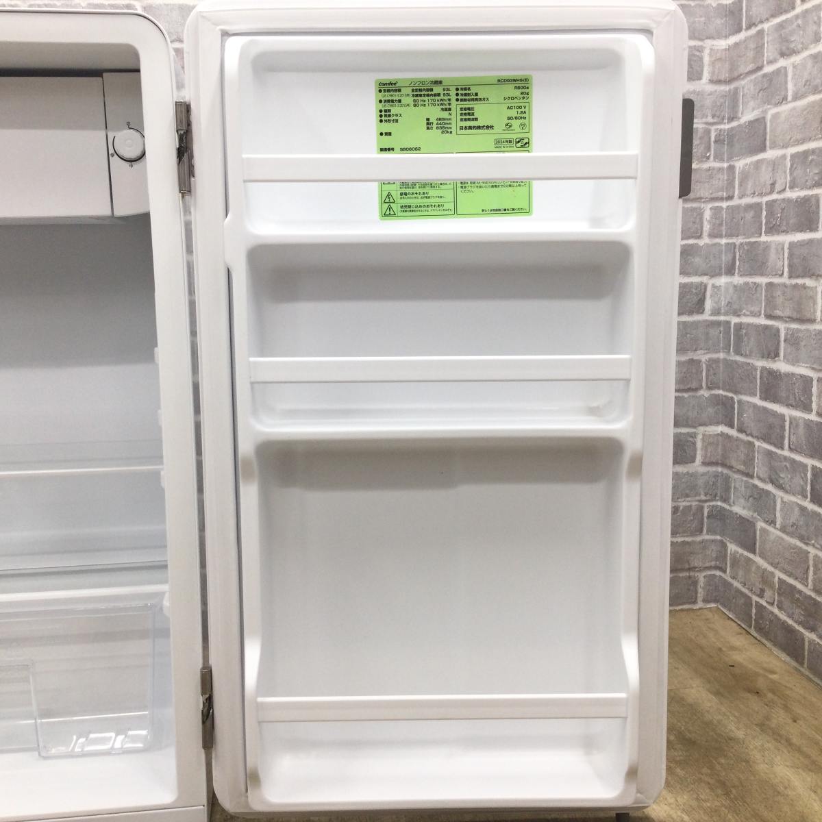 COMFEE’ 冷蔵庫 1ドア 93L 右開き RCD93WHS(E) 2024年製
