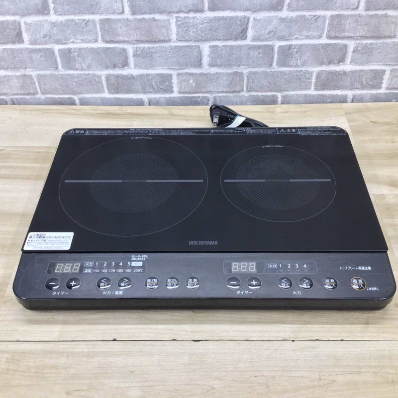 アイリスオーヤマ IHクッキングヒーター 2口 1400W IHK-W13S-B 2023年 